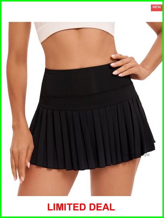 Dresses & Skirts - Women's Pleated Tennis Skort with Pockets Built-in Shorts High Waisted